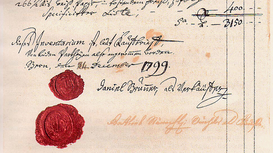 Le 9 juillet 1799, Gottlieb Stämpfli est élu imprimeur de l’autorité. Par sa signature, il reprend également vers la fin de l’année l’inventaire de l’ imprimerie de la haute autorité.